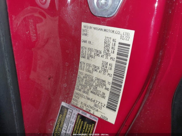 Nissan Frontier King Cab S 4x2 2022 1N6ED1CL7NN647752 Image 9