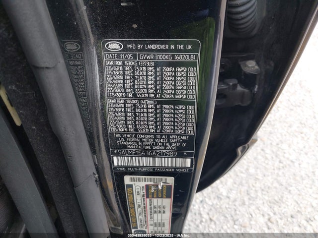 Продаж на аукціоні авто 2006 Land Rover Range Rover Hse, vin: SALMF15436A217989, номер лоту: 43928033