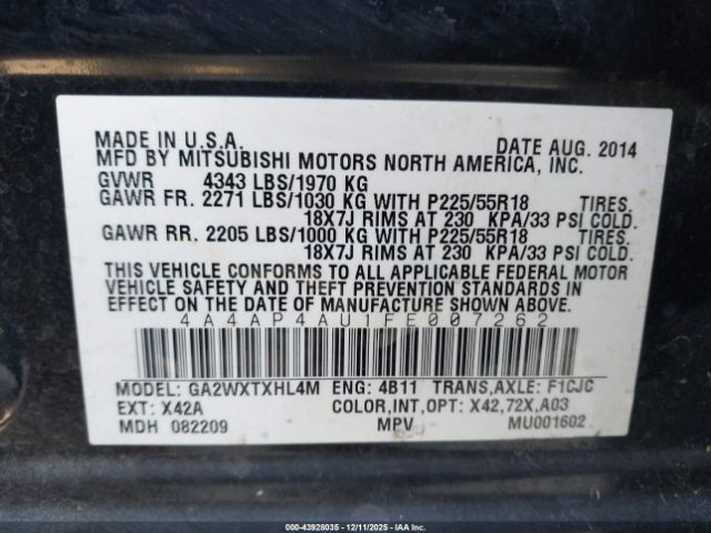 2015 MITSUBISHI OUTLANDER SPORT 4A4AP4AU1FE007262 Photo 8