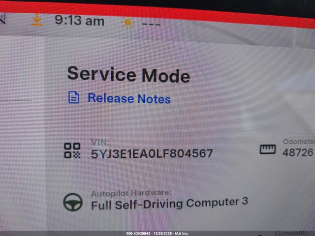 43928043 :رقم المزاد ، 5YJ3E1EA0LF804567 vin ، 2020 Tesla Model 3 Standard Range Plus Rear-wheel Drive/standard Range Rear-wheel Drive مزاد بيع