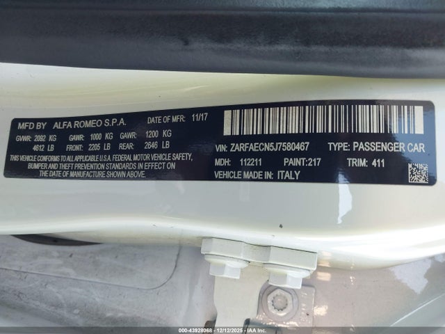 2018 ALFA ROMEO GIULIA ZARFAECN5J7580467 Photo 8