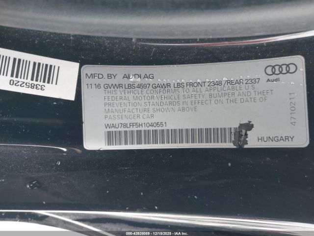 2017 AUDI A3 WAU78LFF5H1040551 Photo 8