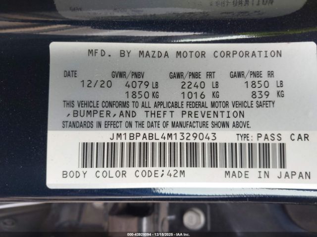 2021 MAZDA MAZDA3 JM1BPABL4M1329043 Photo 8