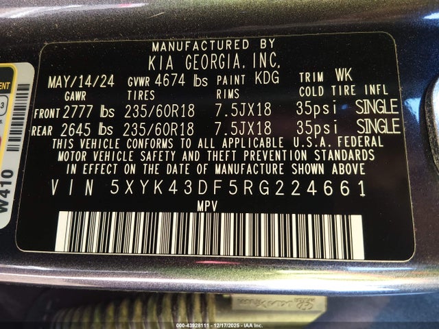 5XYK43DF5RG224661 KIA Sportage Sx