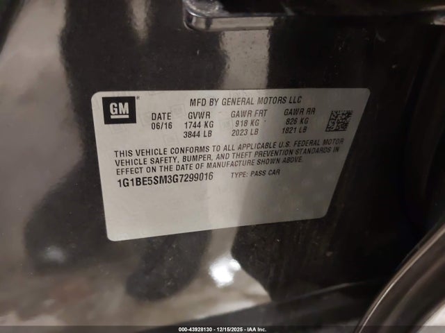 Chevrolet Cruze Lt Auto 2016 1G1BE5SM3G7299016 Image 9