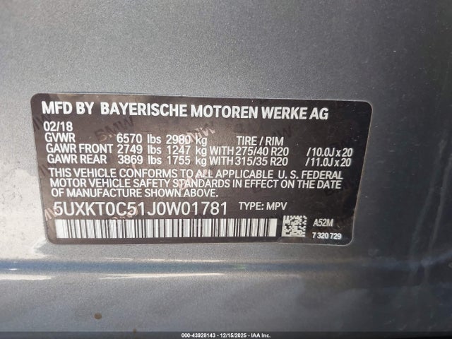 5UXKT0C51J0W01781 BMW X5 Edrive Xdrive40e Iperformance