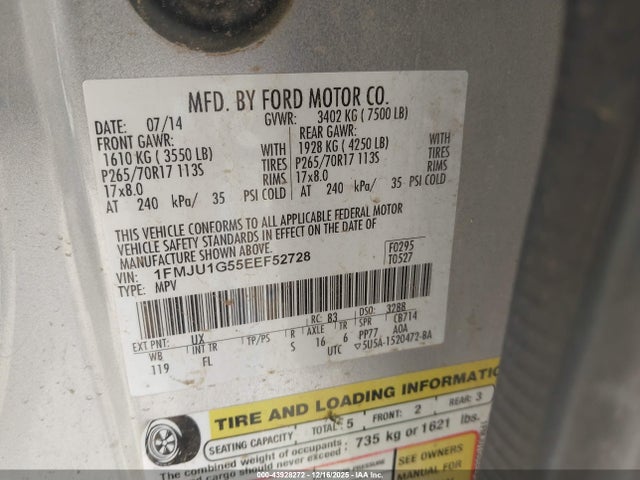 1FMJU1G55EEF52728 Ford Expedition Xl