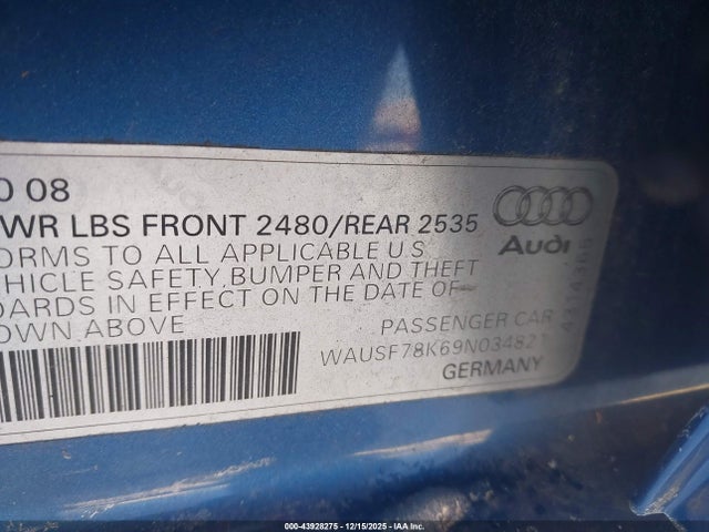 2009 AUDI A4 WAUSF78K69N034821 Photo 8