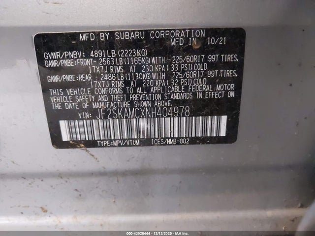 JF2SKAMCXNH404978 Subaru Forester Wilderness