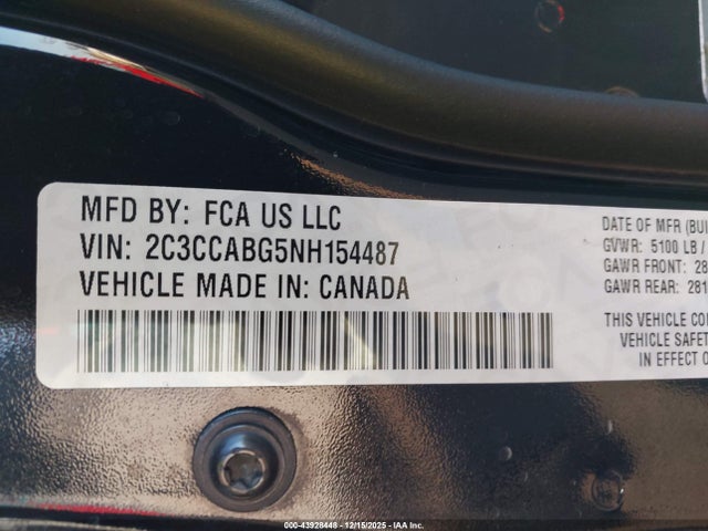 2022 Chrysler 300 S მანქანა იყიდება აუქციონზე, vin: 2C3CCABG5NH154487, აუქციონის ნომერი: 43928448