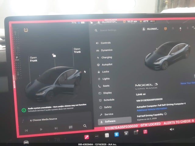2025 TESLA MODEL 3 5YJ3E1EA0SF030030 Photo 6