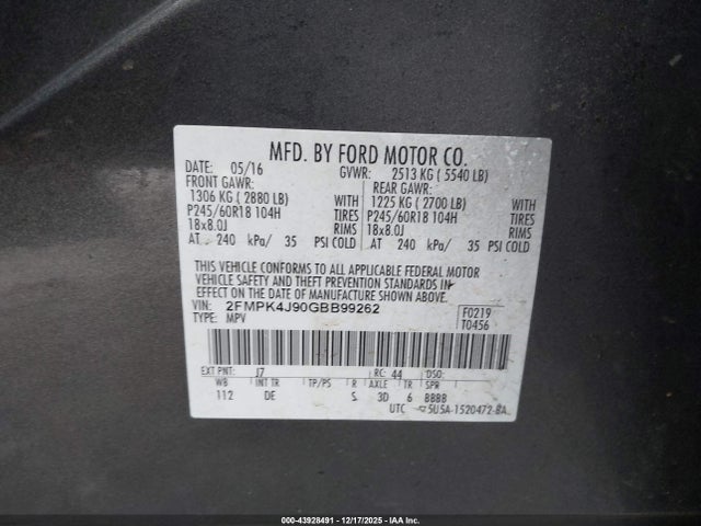 2016 FORD EDGE 2FMPK4J90GBB99262 Photo 8