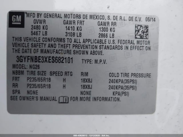 2014 CADILLAC SRX 3GYFNBE3XES682101 Photo 8