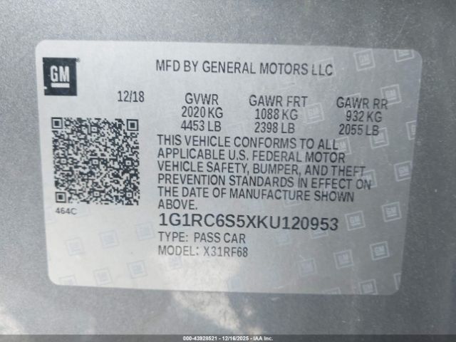 2019 CHEVROLET VOLT 1G1RC6S5XKU120953 Photo 8