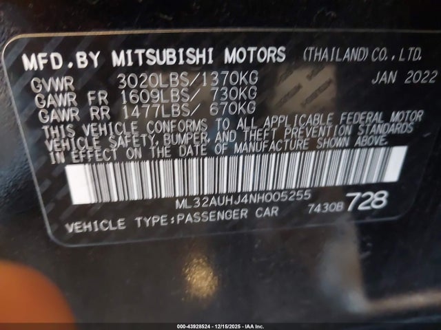 2022 MITSUBISHI MIRAGE ML32AUHJ4NH005255 Photo 8