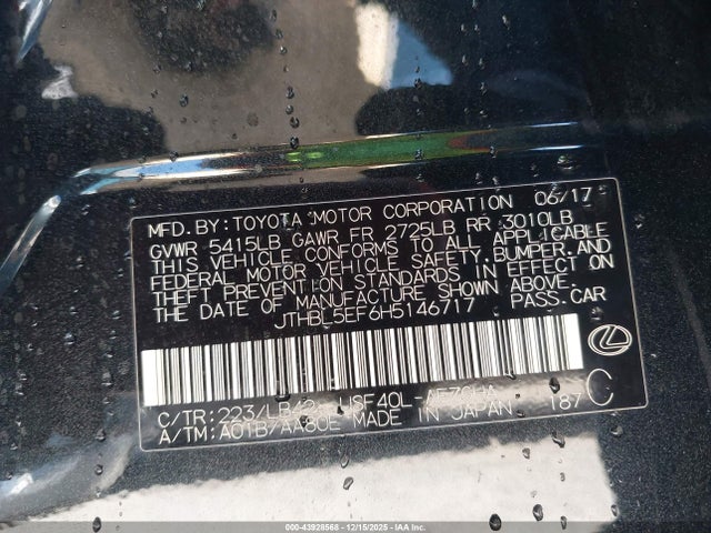 Lexus LS 460 2017 JTHBL5EF6H5146717 Image 9