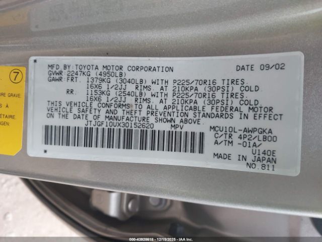 2003 LEXUS RX 300 JTJGF10UX30152620 Photo 8