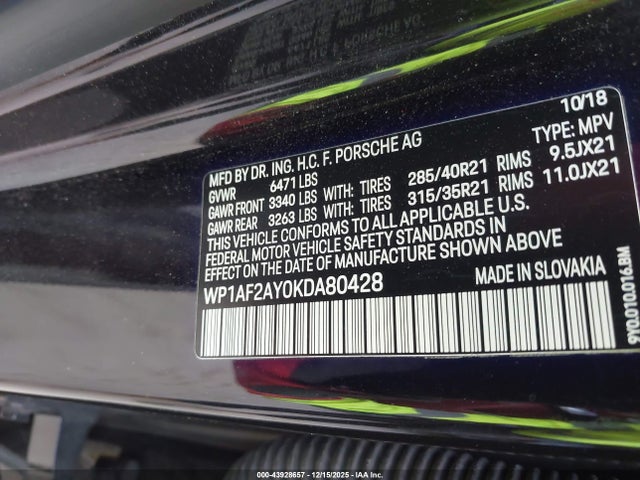 2019 PORSCHE CAYENNE WP1AF2AY0KDA80428 Photo 8