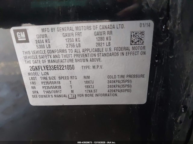 GMC Terrain Slt-2 2014 2GKFLYE33E6221050 Image 9