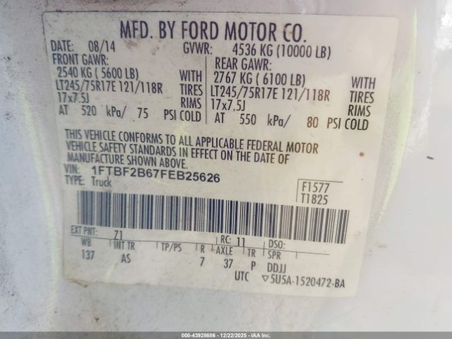 2015 FORD F-250 1FTBF2B67FEB25626 Photo 8
