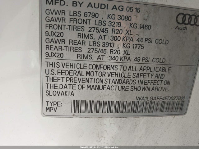 2015 AUDI Q7 WA1LGAFE4FD027814 Photo 8
