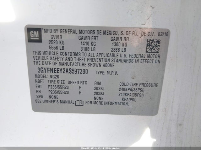 2010 CADILLAC SRX 3GYFNEEY2AS597390 Photo 8