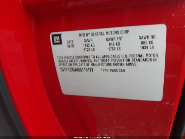 2005 CHEVROLET CORVETTE 1G1YY24U455116177 Photo 8