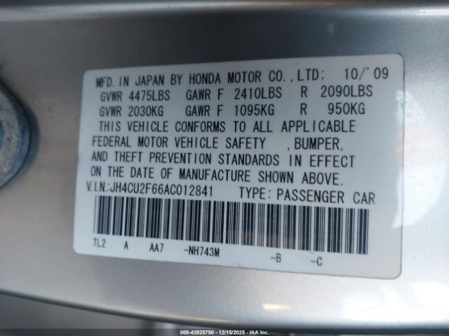 2010 ACURA TSX JH4CU2F66AC012841 Photo 8