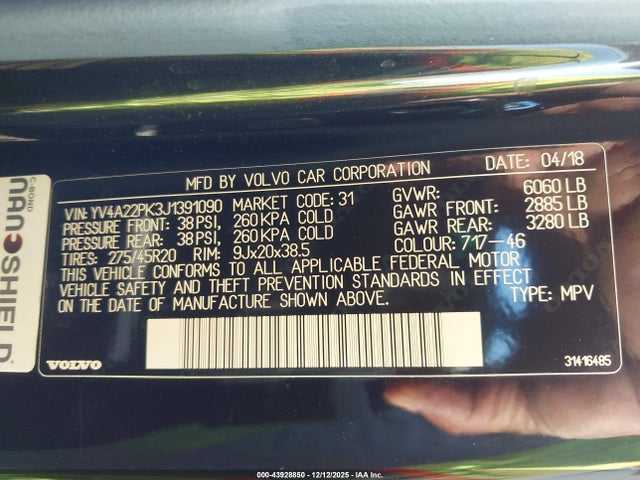 YV4A22PK3J1391090 Volvo Xc90 T6 Momentum