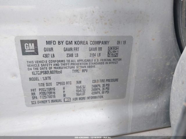 2020 CHEVROLET TRAX KL7CJPSB0LB028050 Photo 8