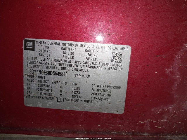 2013 CADILLAC SRX 3GYFNCE30DS645840 Photo 8