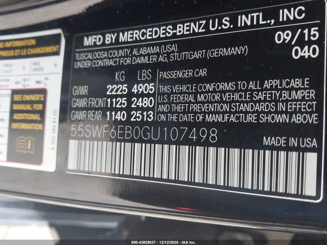 2016 MERCEDES-BENZ C 450 AMG 55SWF6EB0GU107498 Photo 8