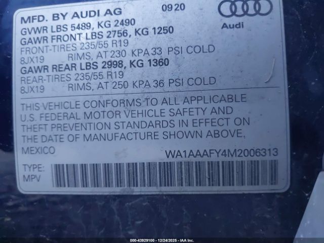 2021 AUDI Q5 WA1AAAFY4M2006313 Photo 8