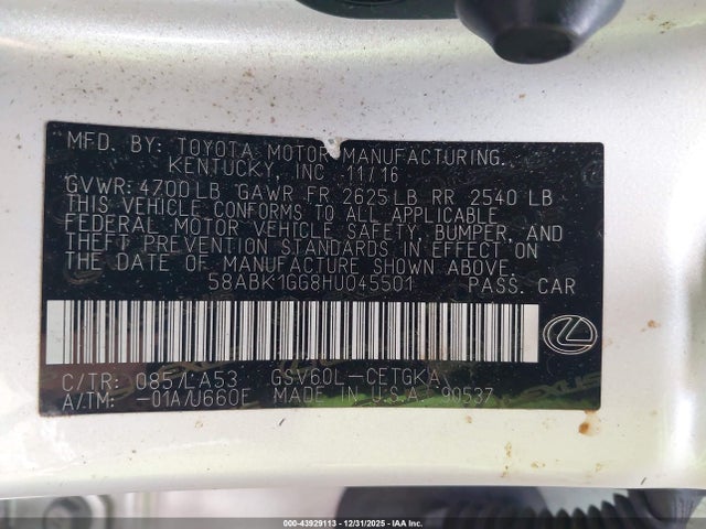 2017 LEXUS ES 350 58ABK1GG8HU045501 Photo 8