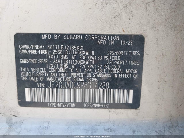 Subaru Crosstrek Premium 2024 JF2GUADC9R8314288 Image 9