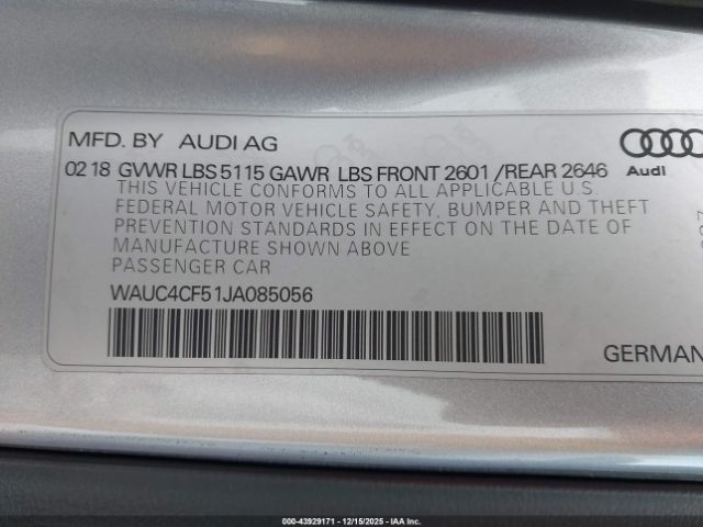 2018 AUDI S5 WAUC4CF51JA085056 Photo 8