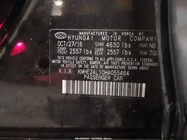 KMHE24L10HA055464 Hyundai Sonata Hybrid Se