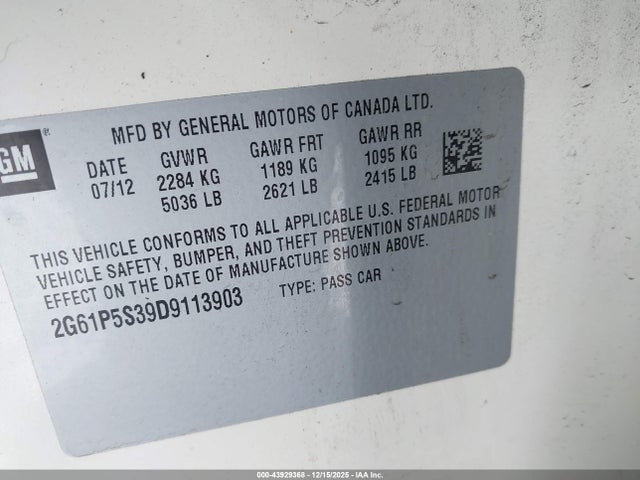 2013 CADILLAC XTS 2G61P5S39D9113903 Photo 8