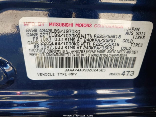 2011 MITSUBISHI OUTLANDER SPORT JA4AP4AU9BZ024525 Photo 8