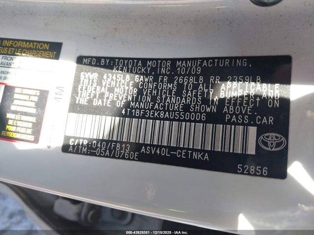 2010 TOYOTA CAMRY 4T1BF3EK8AU550006 Photo 8