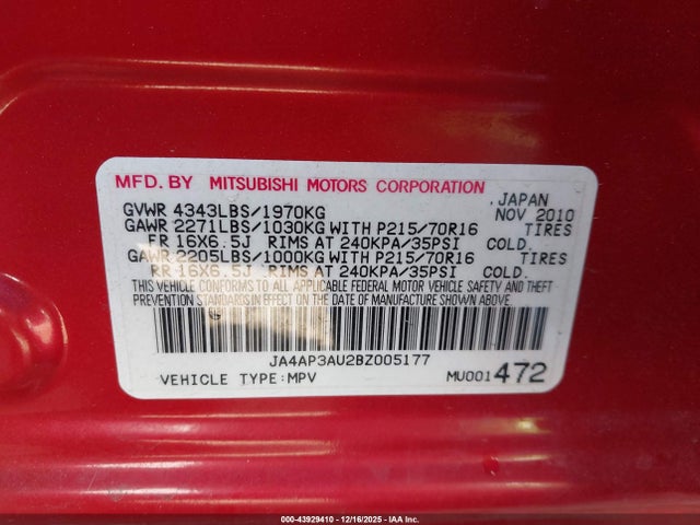 2011 MITSUBISHI OUTLANDER SPORT JA4AP3AU2BZ005177 Photo 8