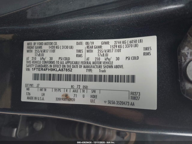Ford Ranger Xlt 2019 1FTER4FH9KLA87852 Image 9