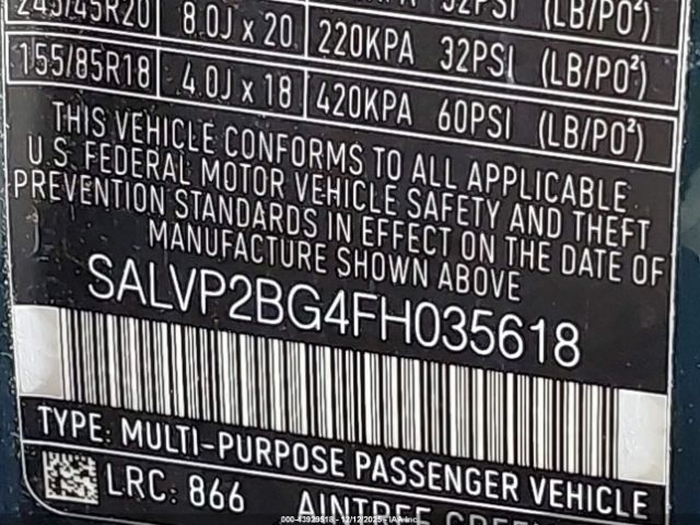 2015 LAND ROVER RANGE ROVER EVOQUE SALVP2BG4FH035618 Photo 8