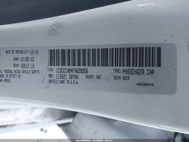 Продаж на аукціоні авто 2015 Chrysler 200 Limited, vin: 1C3CCCAB4FN628956, номер лоту: 43929536