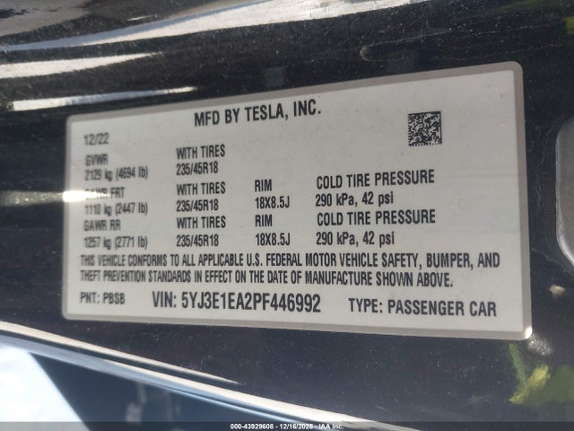 2023 TESLA MODEL 3 5YJ3E1EA2PF446992 Photo 8