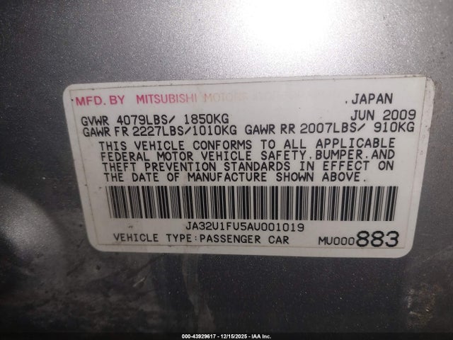 2010 MITSUBISHI LANCER JA32U1FU5AU001019 Photo 8