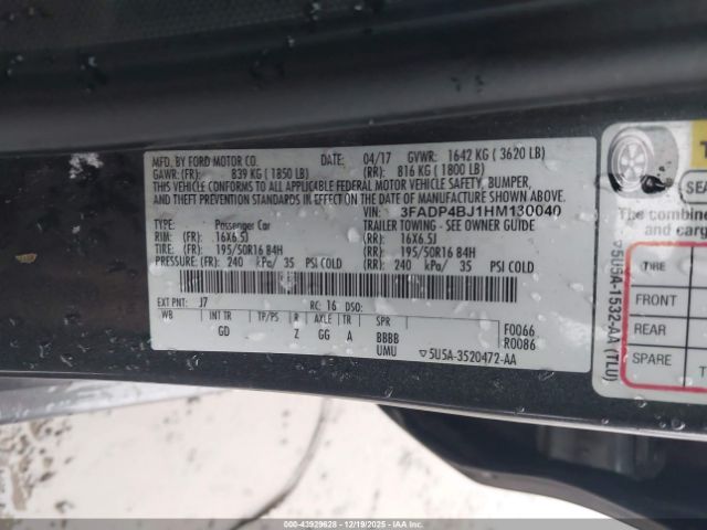 2017 FORD FIESTA 3FADP4BJ1HM130040 Photo 8