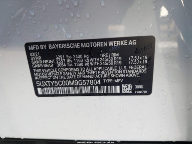 2021 BMW X3 5UXTY5C00M9G57804 Photo 8
