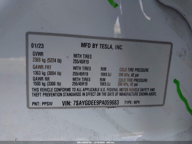 2023 TESLA MODEL Y 7SAYGDEE9PA059683 Photo 8