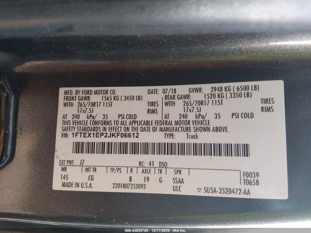 Ford F-150 Xl 2018 1FTEX1EP2JKF06612 Image 9